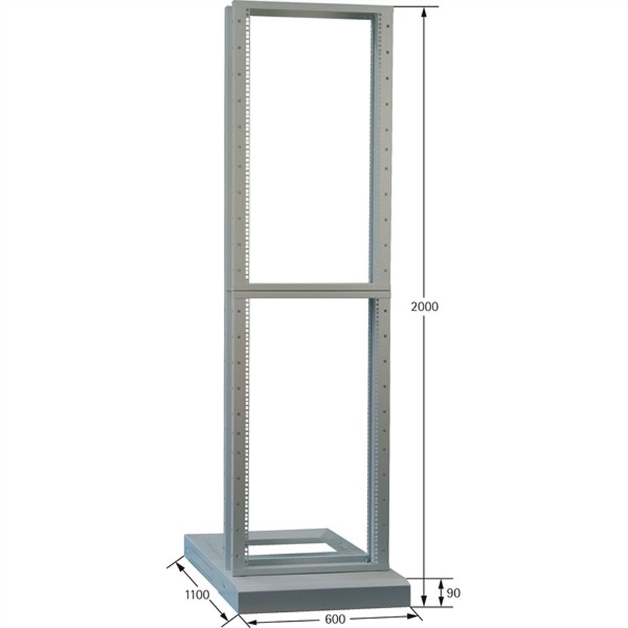Bâti de laboratoire 19" 42UH, 2100x600x1100mm, avec socle