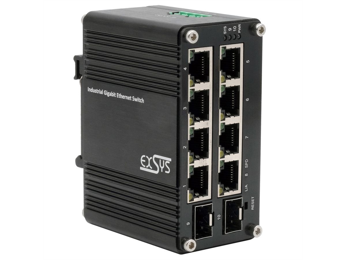 EXSYS EX-62035M-SFP 10-Port Industrial Gigabit Mini Switch Web Managed