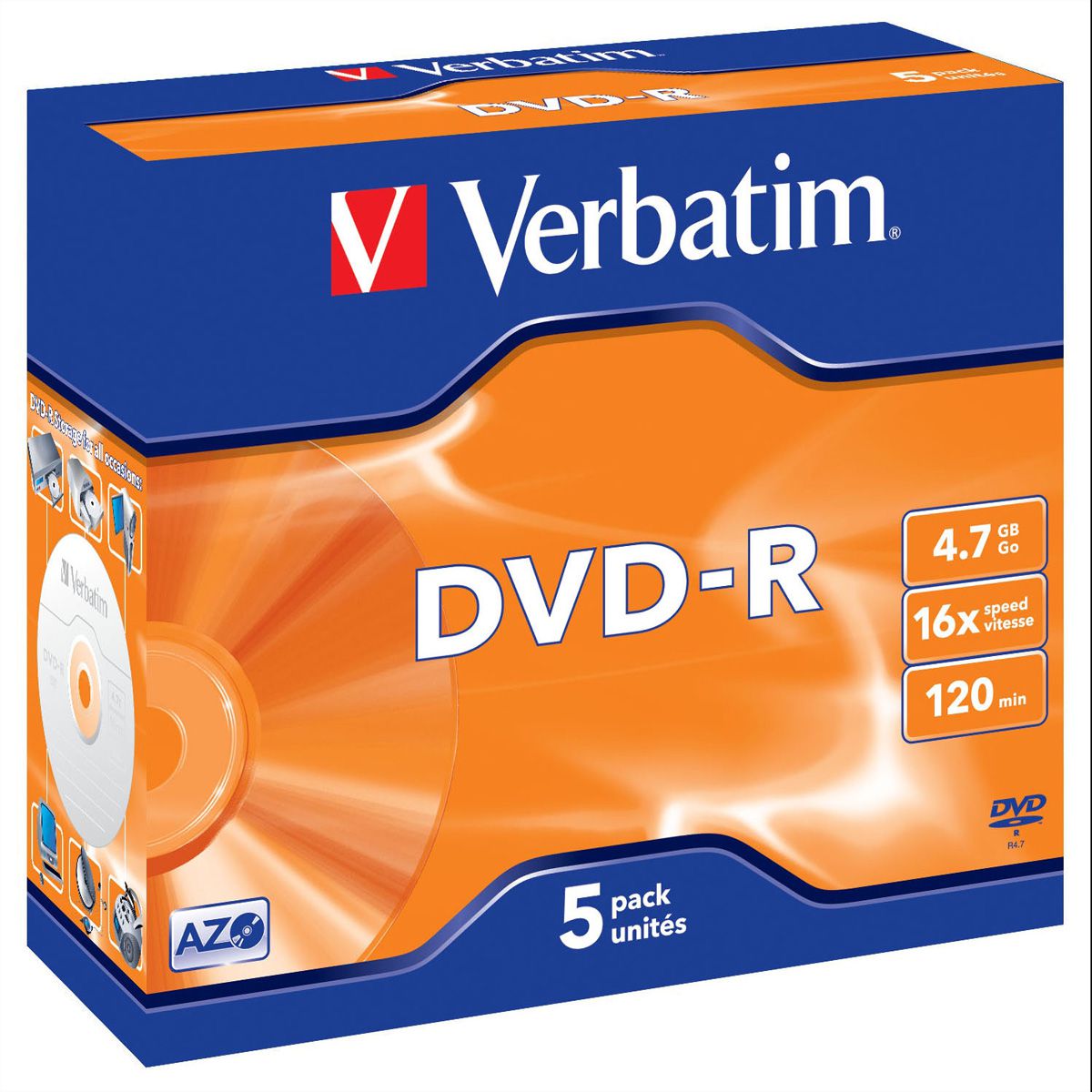 Verbatim DVD-R Jewel 4.7GB 16x 5 Pack