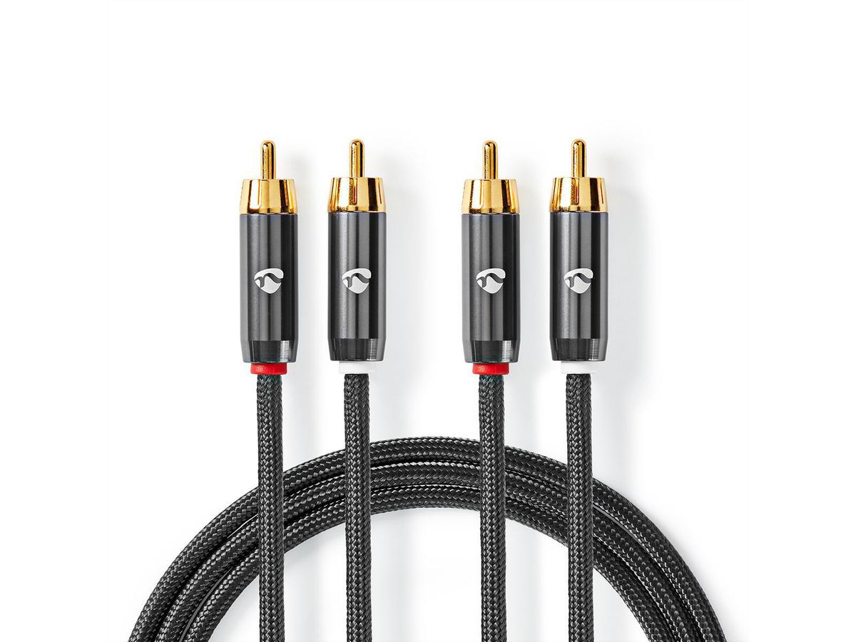 Nedis Stereo-Audiokabel, 2x Cinch, ST/ST, grau, 5 m