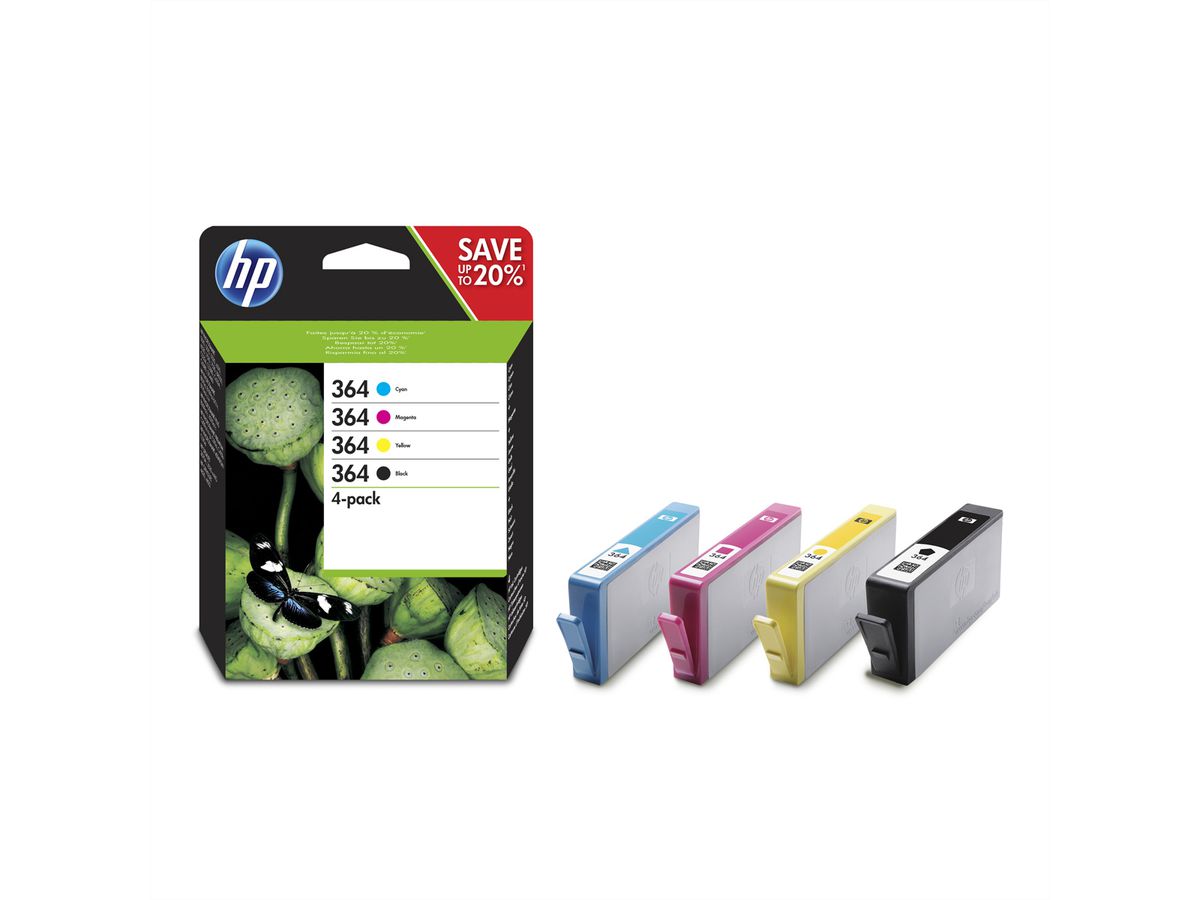 HP 364 N9J73AE, Multipack, Druckpatrone, schwarz, cyan, magenta, yellow, Nr. 364