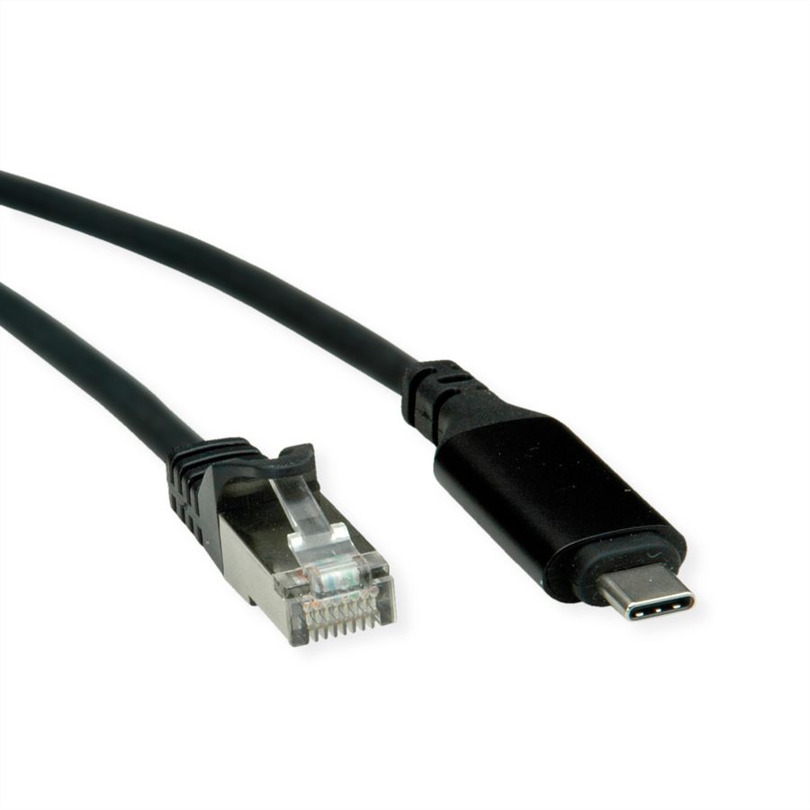 ROLINE USB-C zu Gigabit Ethernet Konverterkabel, schwarz, 3 m