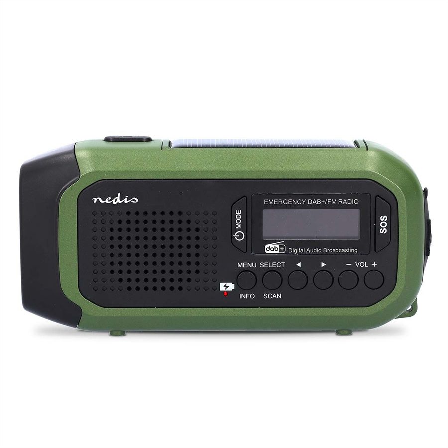 Nedis radio d'urgence DAB+/FM vert/noir, Alimentation solaire