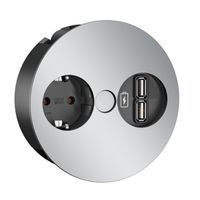 BACHMANN TWIST 1x Schutzkontakt, USB-Charger, GST18-Stecker, chrom, 0,2 m