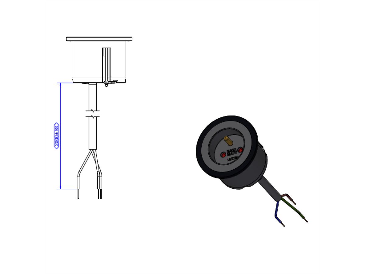 BACHMANN PIX 1xUTE 2,0m AEH RAL9010