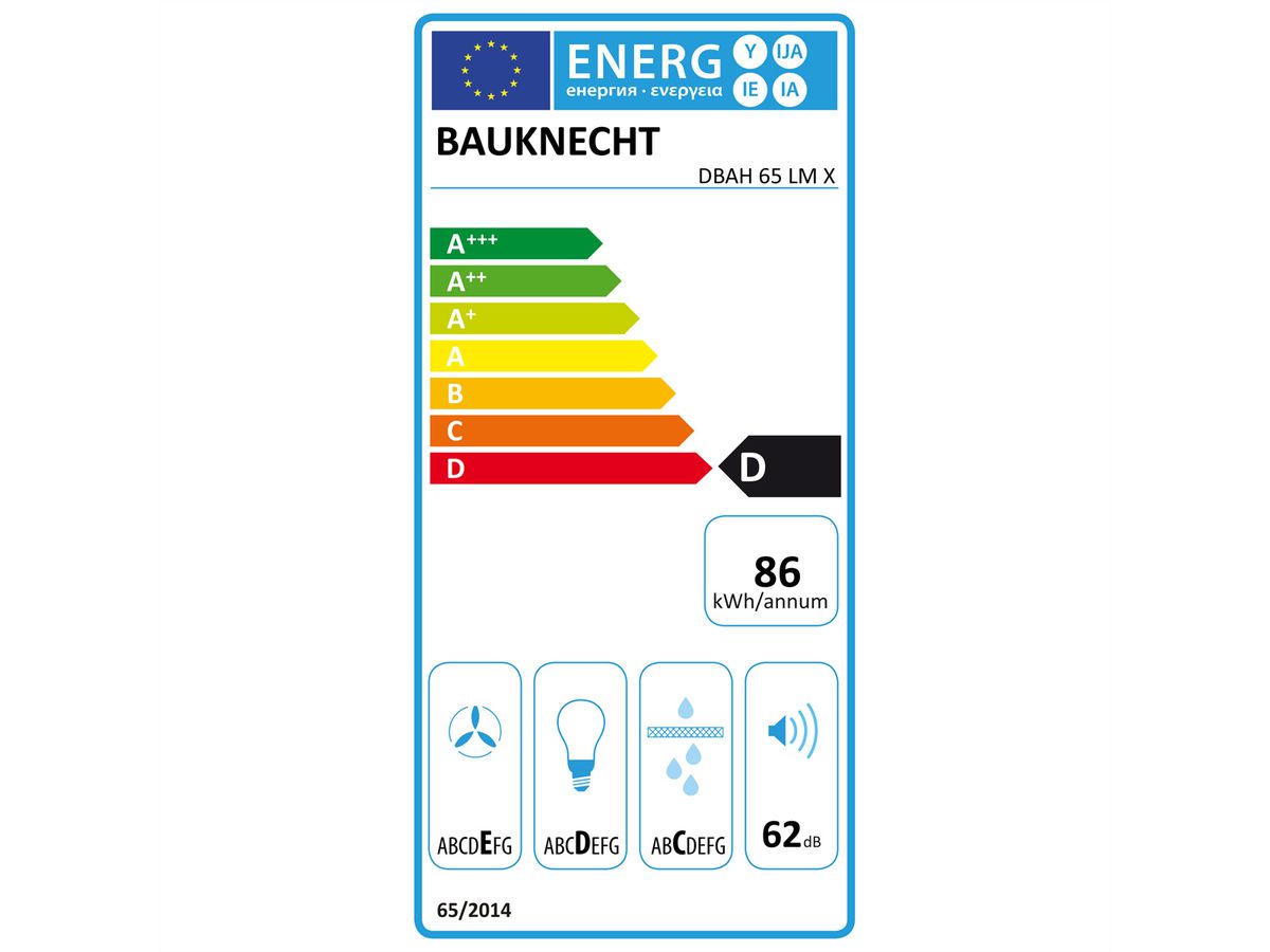Bauknecht Flachschirmhaube DBAH65LMX, 60cm, A, Inox