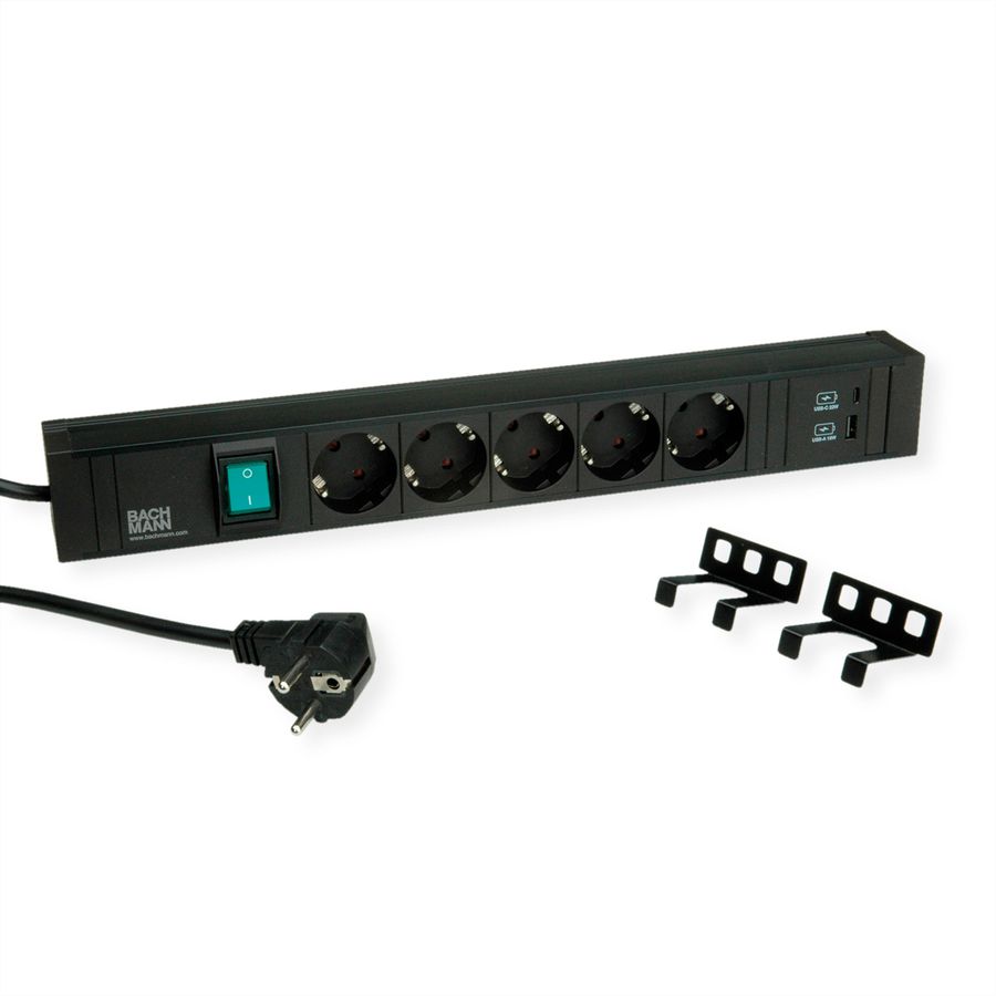 BACHMANN CONNECT LINE 5x contact de protection, emballé dans un polysachet, noir