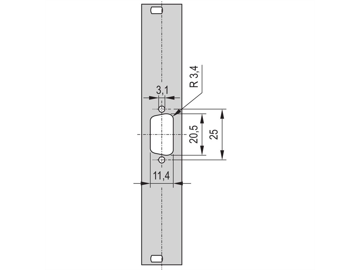 SCHROFF Face avant 19" avec découpe Sub-D, 3x9 pôles, 3U, 4 HP, 2,5 mm, Al, RAL 7035