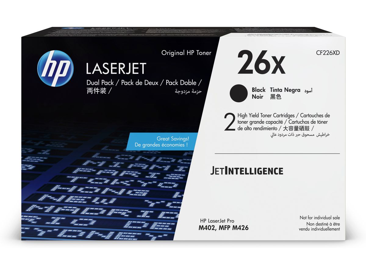 HP 26X 2er-Pack Schwarz Original LaserJet Tonerkartuschen mit hoher Reichweite