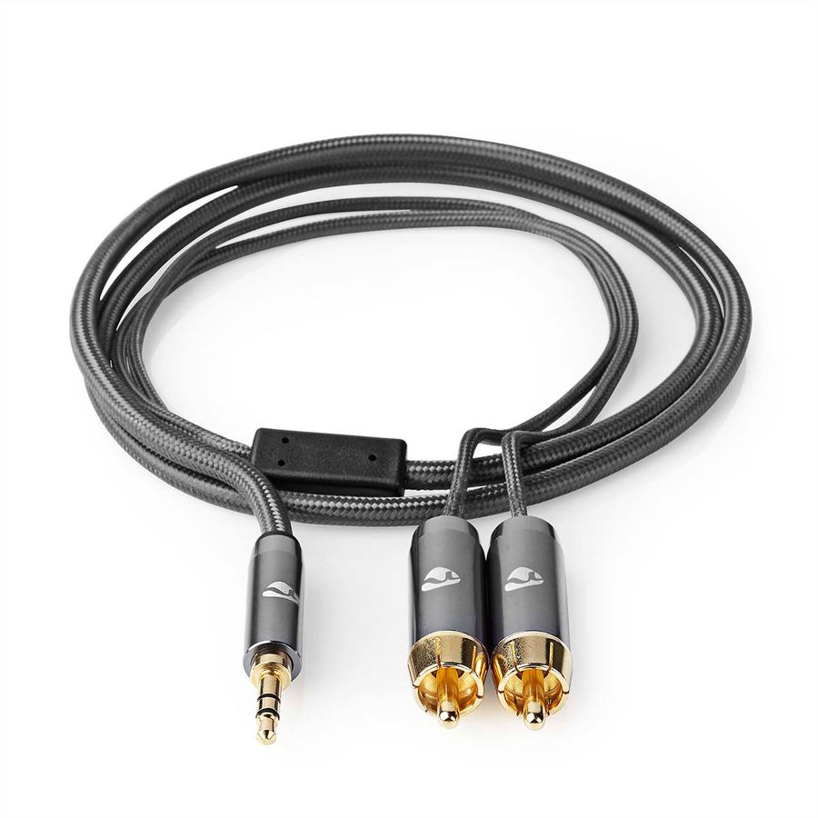 Câble audio stéréo Nedis, 1x jack ST, 2x RCA ST, gris, 1 m