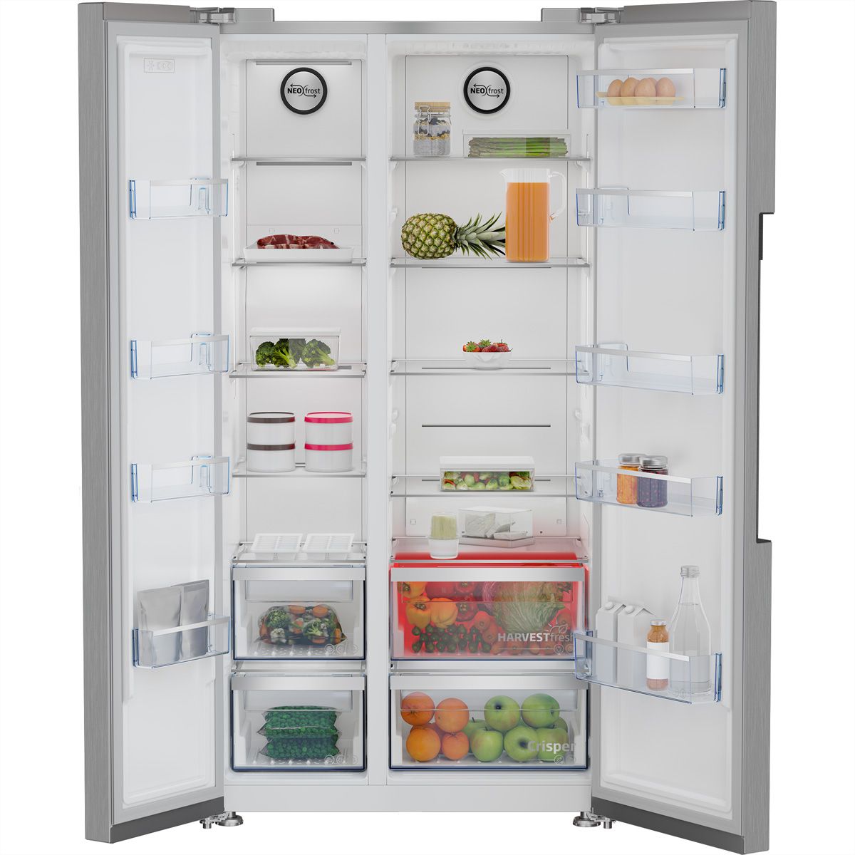Beko Side by Side GN163140PTCHN, 558l, No Frost, silber, ohne Wasser/IceMaker