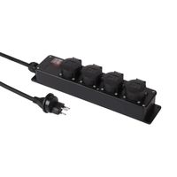 Multiprise avec interrupteur 4xT13 , IP55 avec câble de 3 m H07RN-F 3G1,5 mm2 , noir
