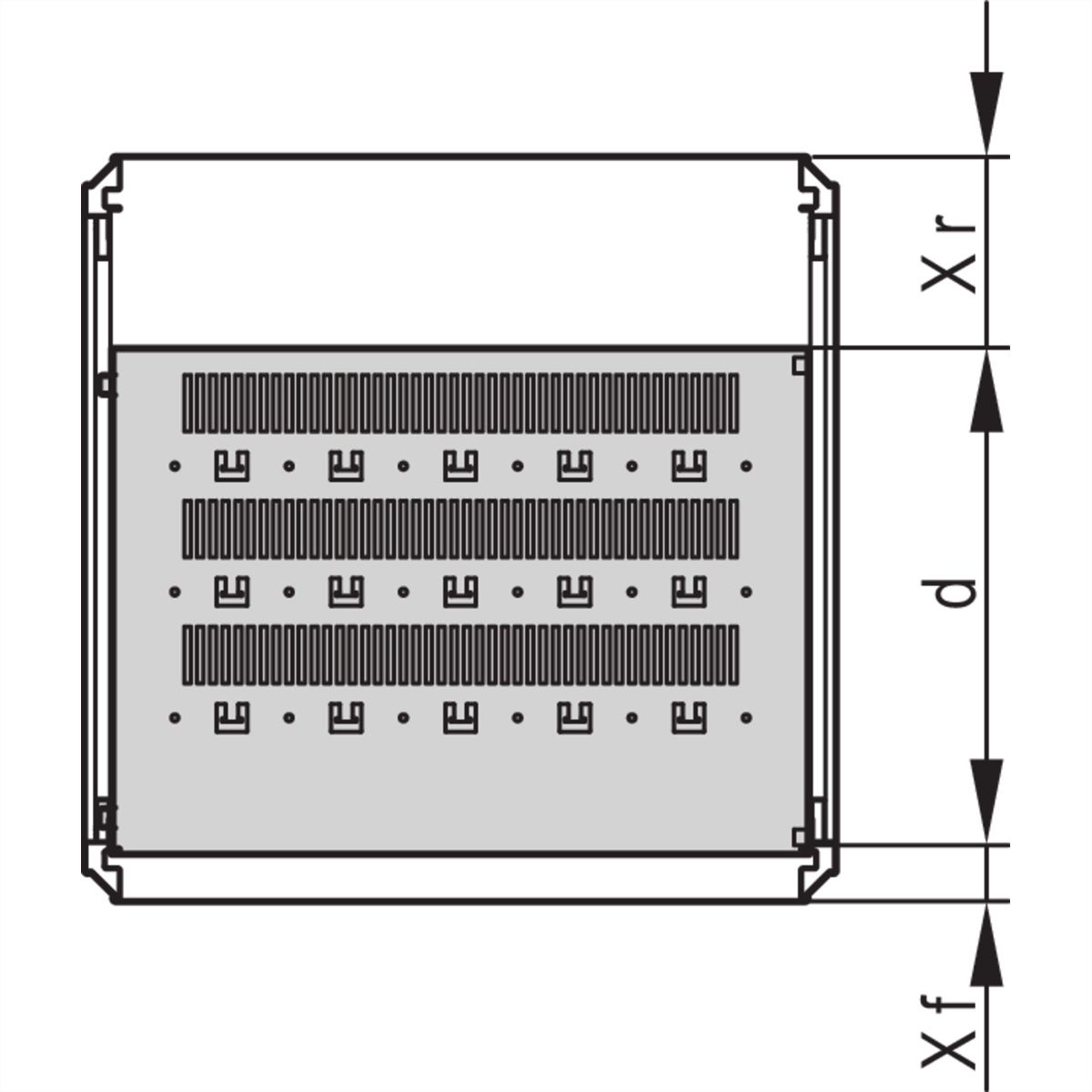 Étagère varistar SCHROFF, fixe, 75 kg, RAL 7021, 800W 500D