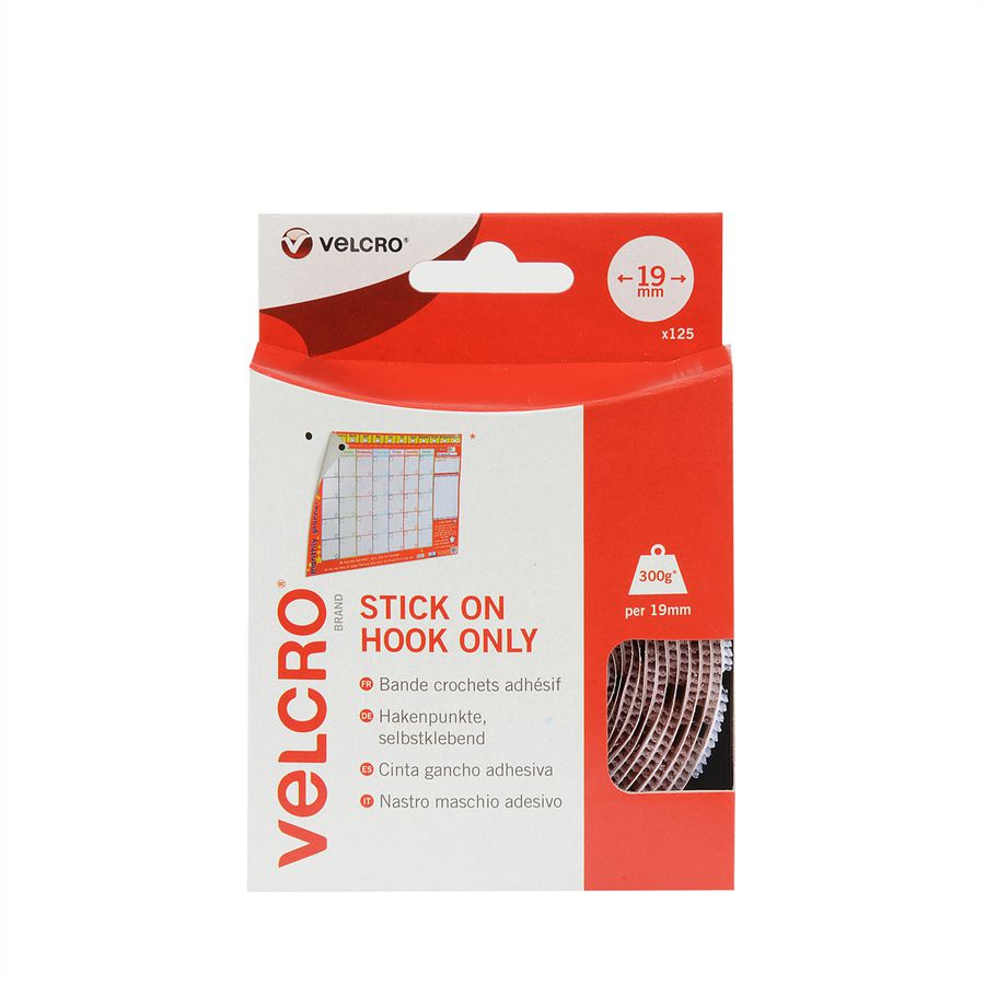 VELCRO® Boutons ronds 19mm x 125 blancs, crochets autocollants