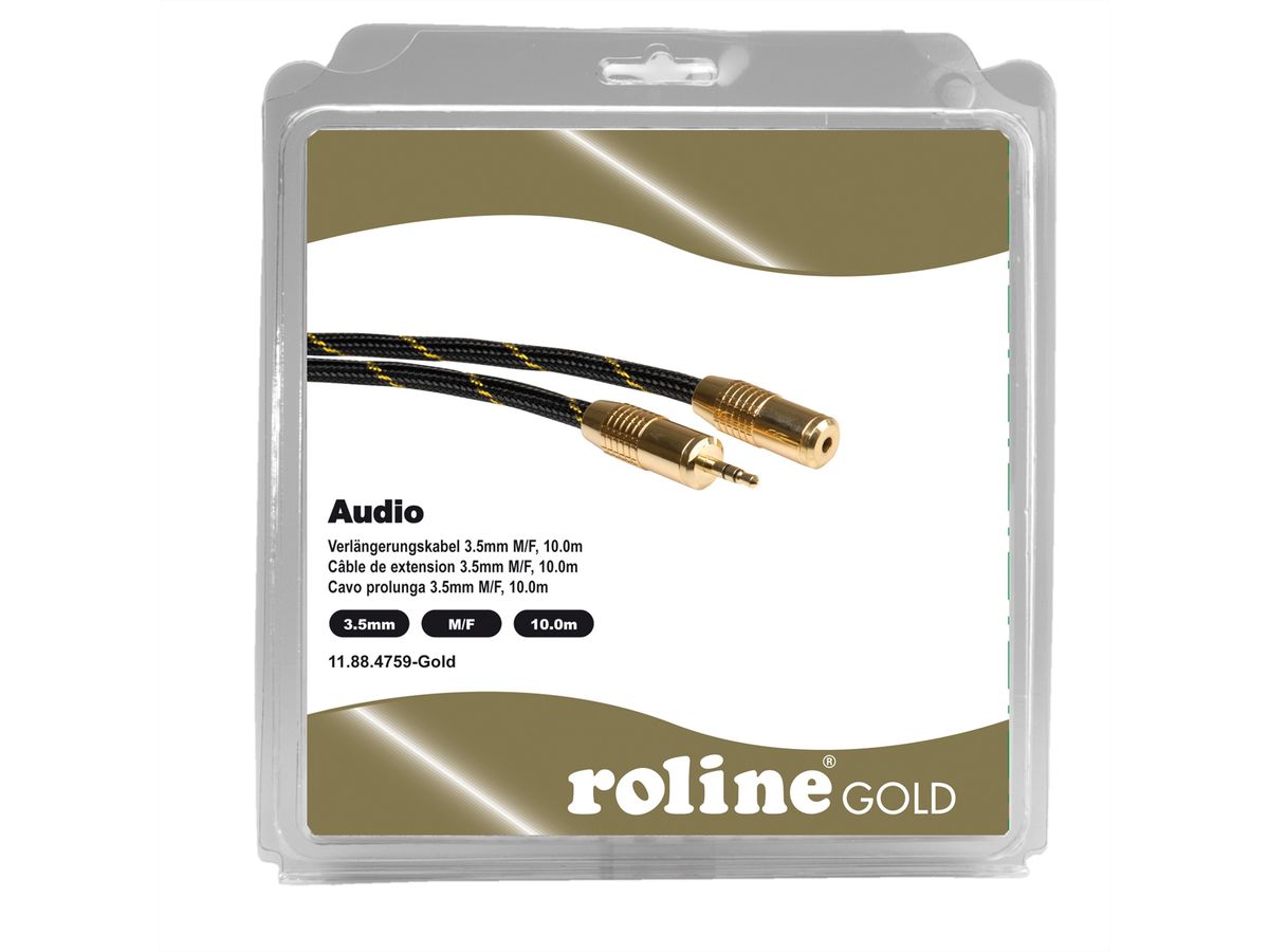 ROLINE GOLD 3,5mm Audio-Verlängerungskabel ST/BU, Retail Blister, 10 m