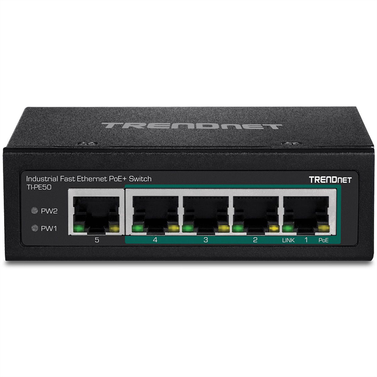 TRENDnet TI-PE50 DIN-Rail Switch 5-Port Industrial Fast Ethernet PoE+