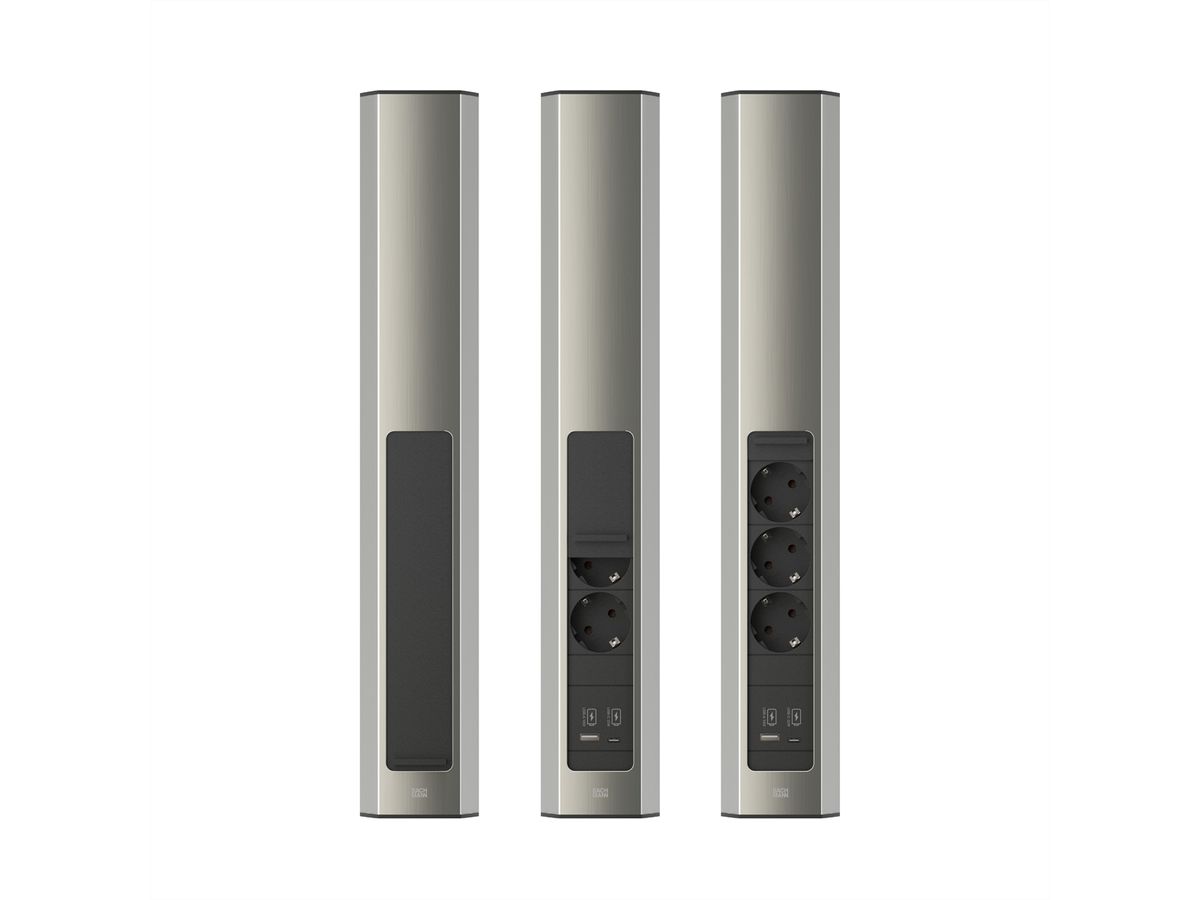 BACHMANN CASIA 2 3xCEE7/3 1xUSB A/C 22W 2,0m AEH aspect inox