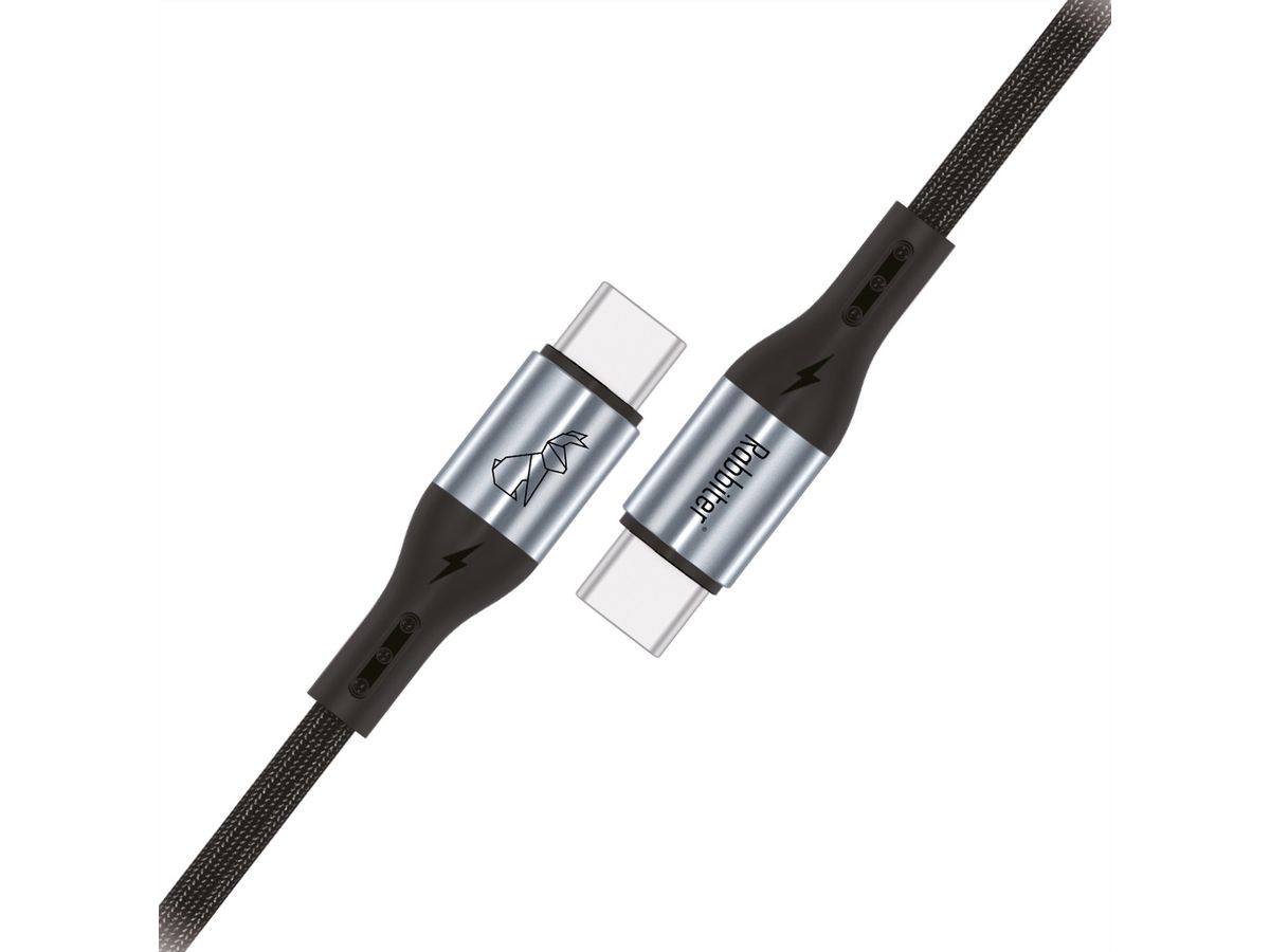 Rabbiter Power USB-C Kabel, 60W, 1.2m - 10Stk., schwarz, 1,2 m