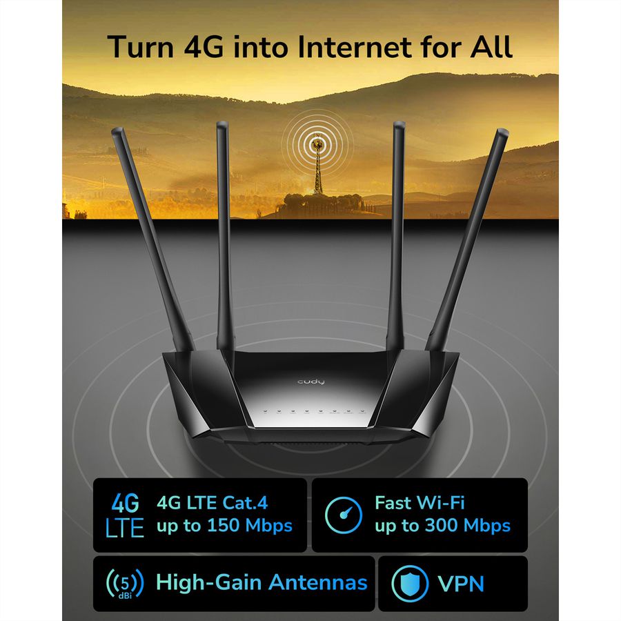 CUDY LT400 N300 Routeur WiFi 4G LTE, Cat4