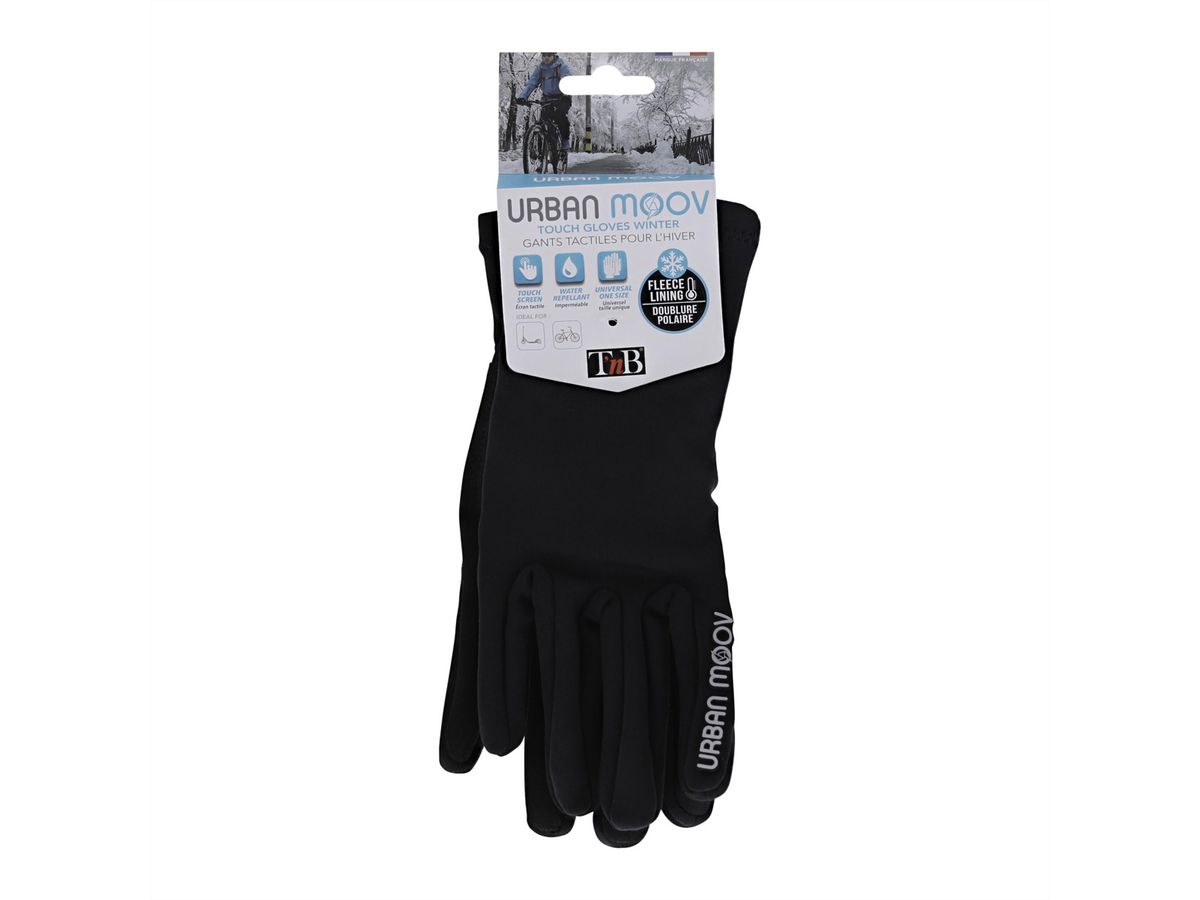 Gants tactiles T'nB, avec doublure polaire, noir