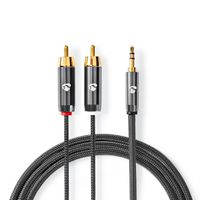 Câble audio stéréo Nedis, 1x jack ST, 2x RCA ST, gris, 1 m