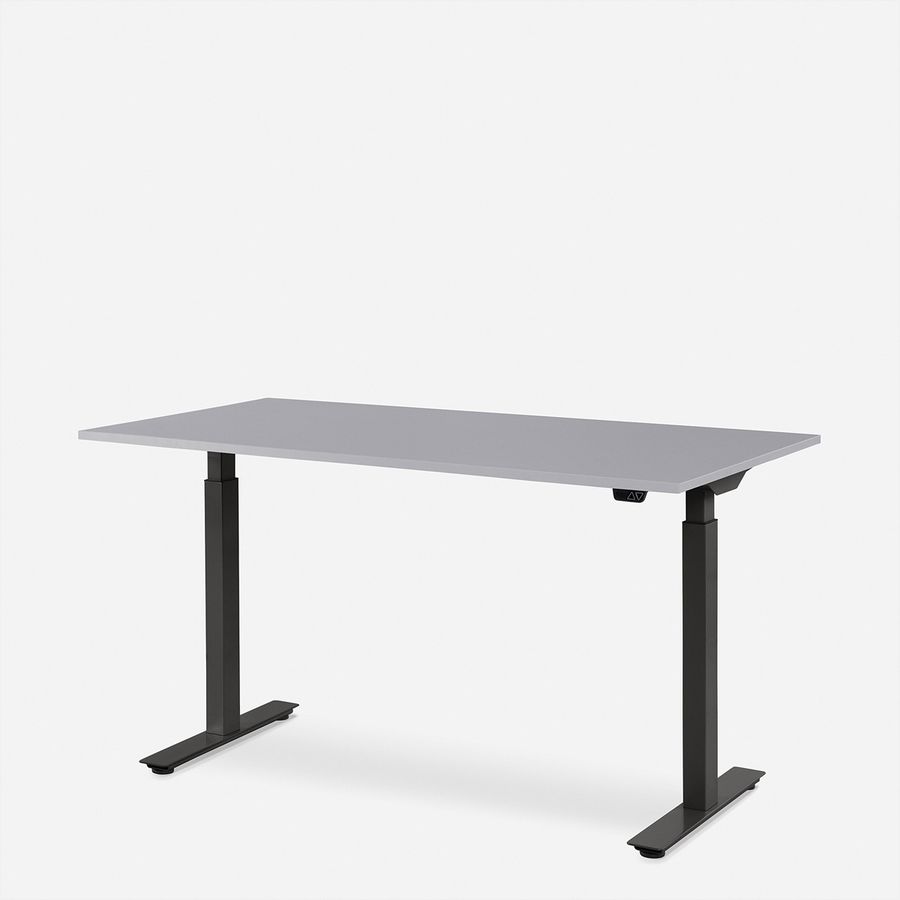 WRK21 Schreibtisch Smart 160 x 80 cm, Höhenverstellbar, Grau Uni / Schwarz
