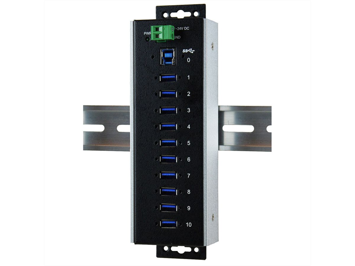 EXSYS EX-1110HMVS-WT Hub USB 3.2 Gen1 à 10 ports, protection de surtension