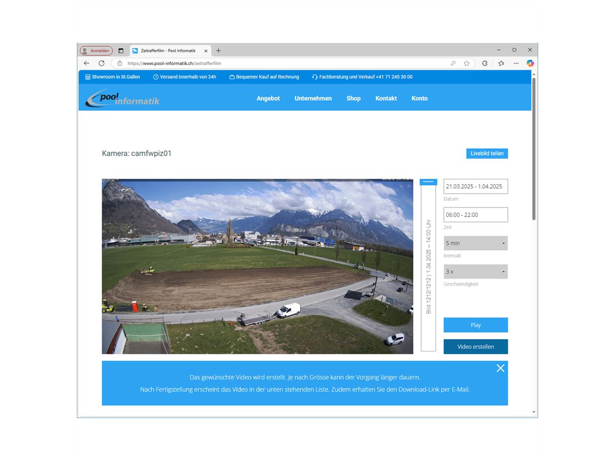 Mobotix Bon pour une webcam, y compris 12 mois de transmission et d'hébergement