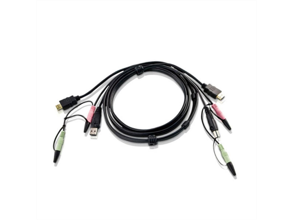 ATEN 2L-7D02UH HDMI KVM Anschlusskabel, USB 2.0, schwarz, 1,8 m