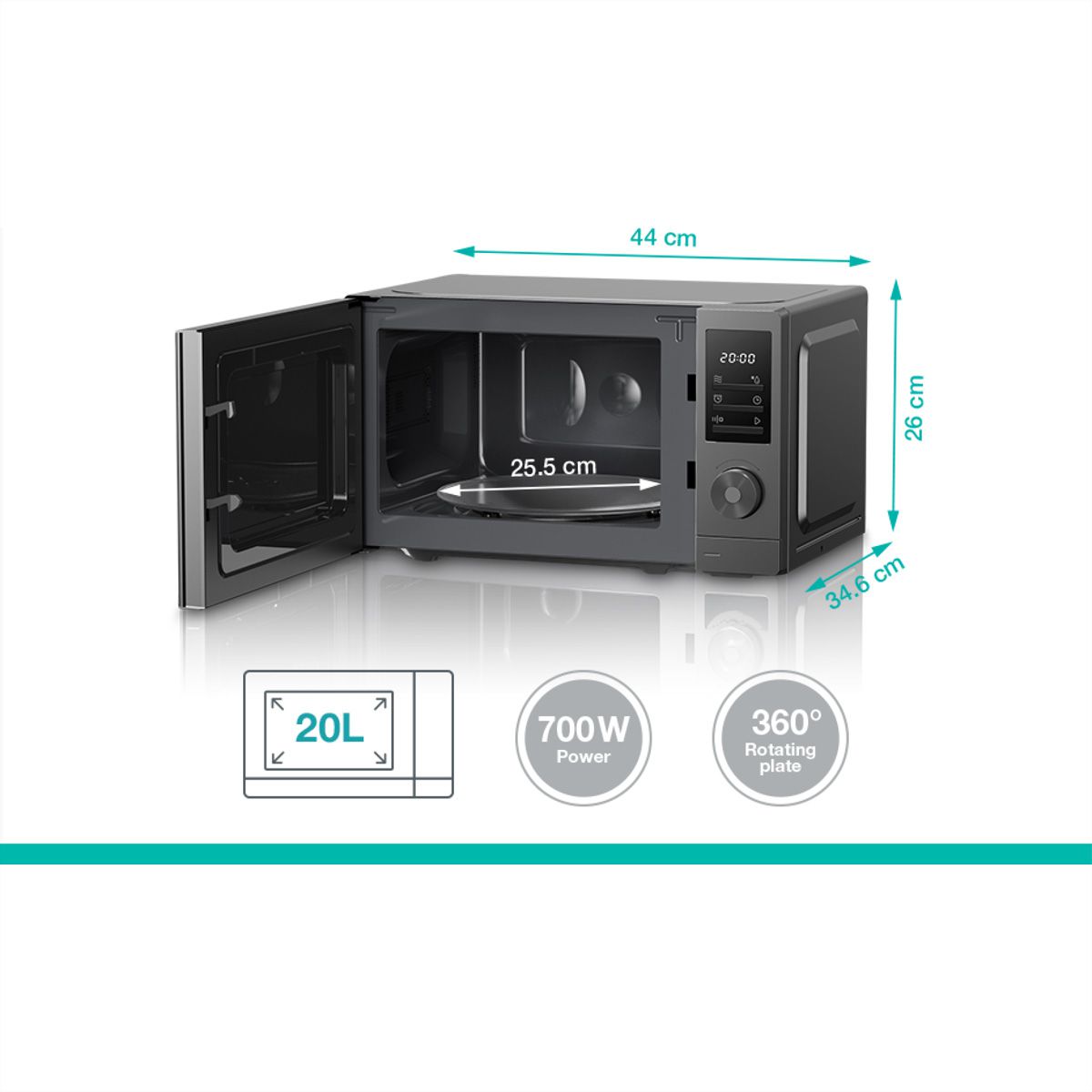 Gorenje Micro-ondes MO20A3T4, 700 W, 20 L