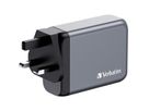 Verbatim GaN 4 Port Charger 100W, 3x USB-C, 1x USB-A, EU+UK Adapter