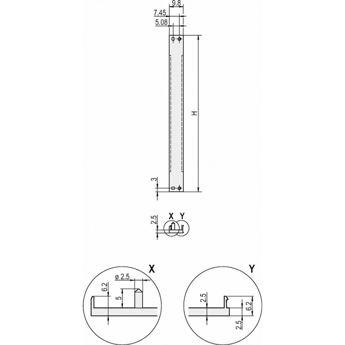 SCHROFF Frontplatten, U-Profil, schirmbar - TEILFRONTPLATTE 3HE 2TE