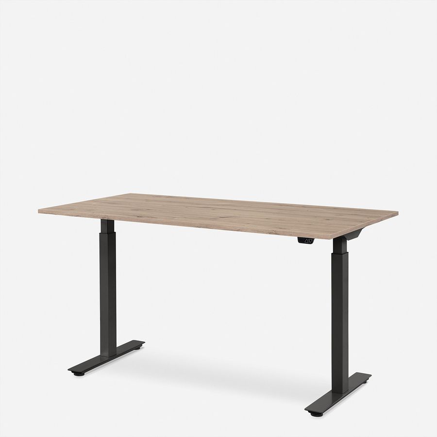 WRK21 Schreibtisch Smart 100 x 60 cm, Höhenverstellbar, Kendal Eiche / Schwarz