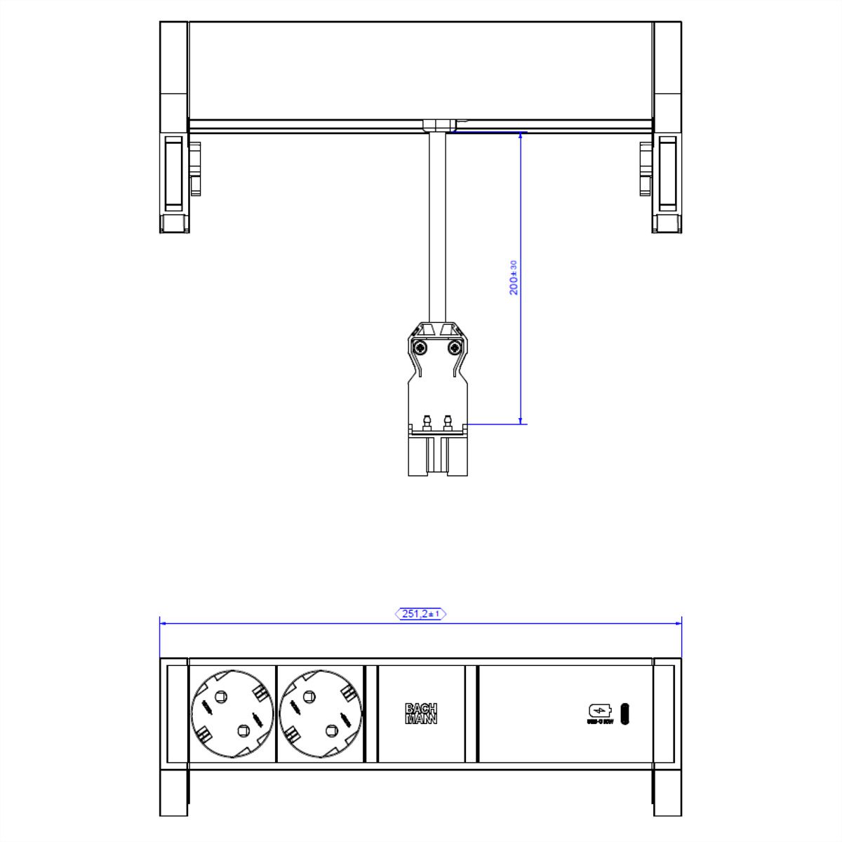 BACHMANN DESK2 2x contact de protection USB C