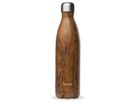 Qwetch Wood Isolierte Stahlflasche 750ml, braun, holz