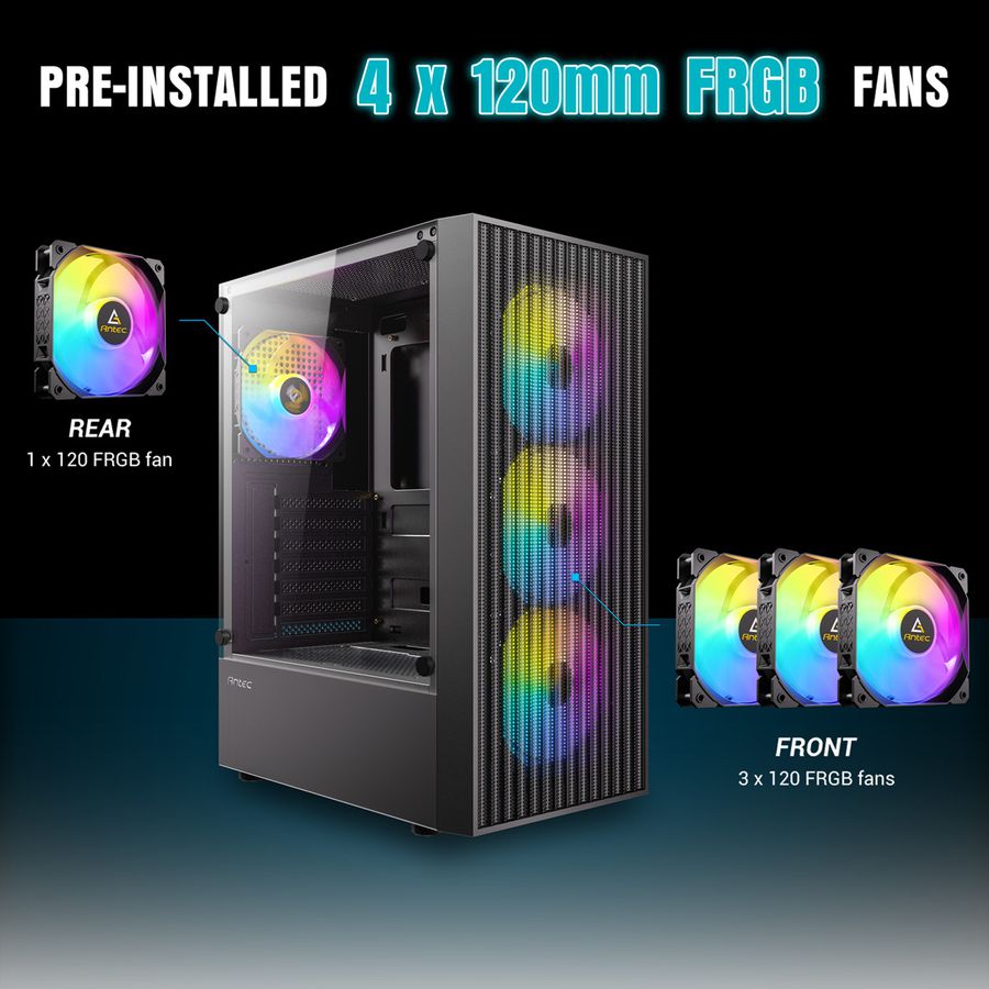 ANTEC AX27 RGB Elite PC Gehäuse Midi Tower Gaming ATX, schwarz