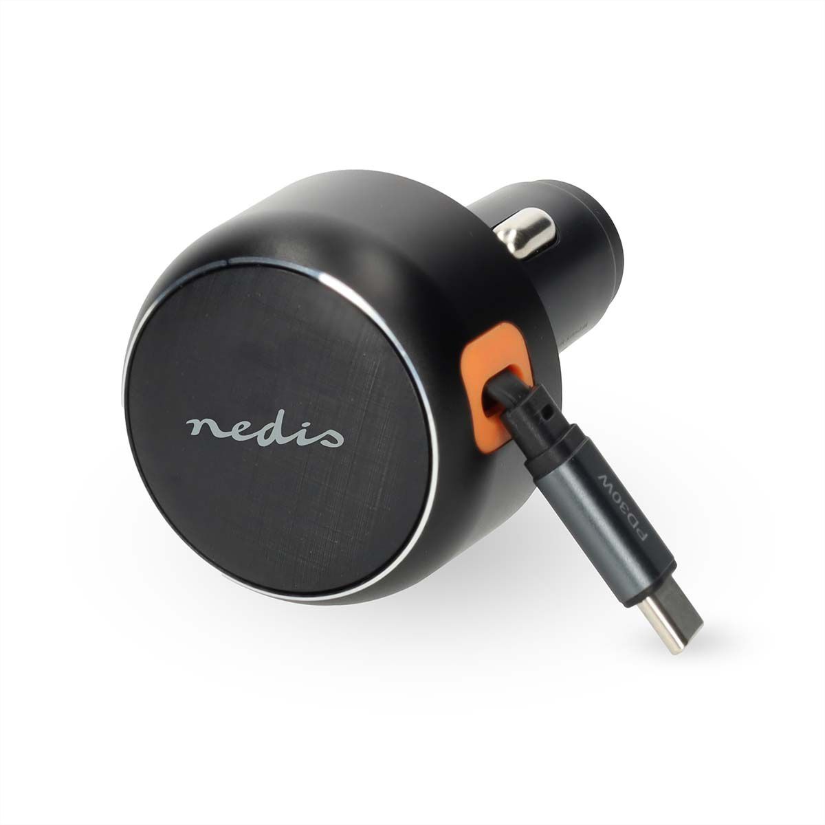 Nedis Auto-Ladegerät – 30 W mit aufrollbarem USB-C-Kabel, car charger 30W - Dunkel Grau