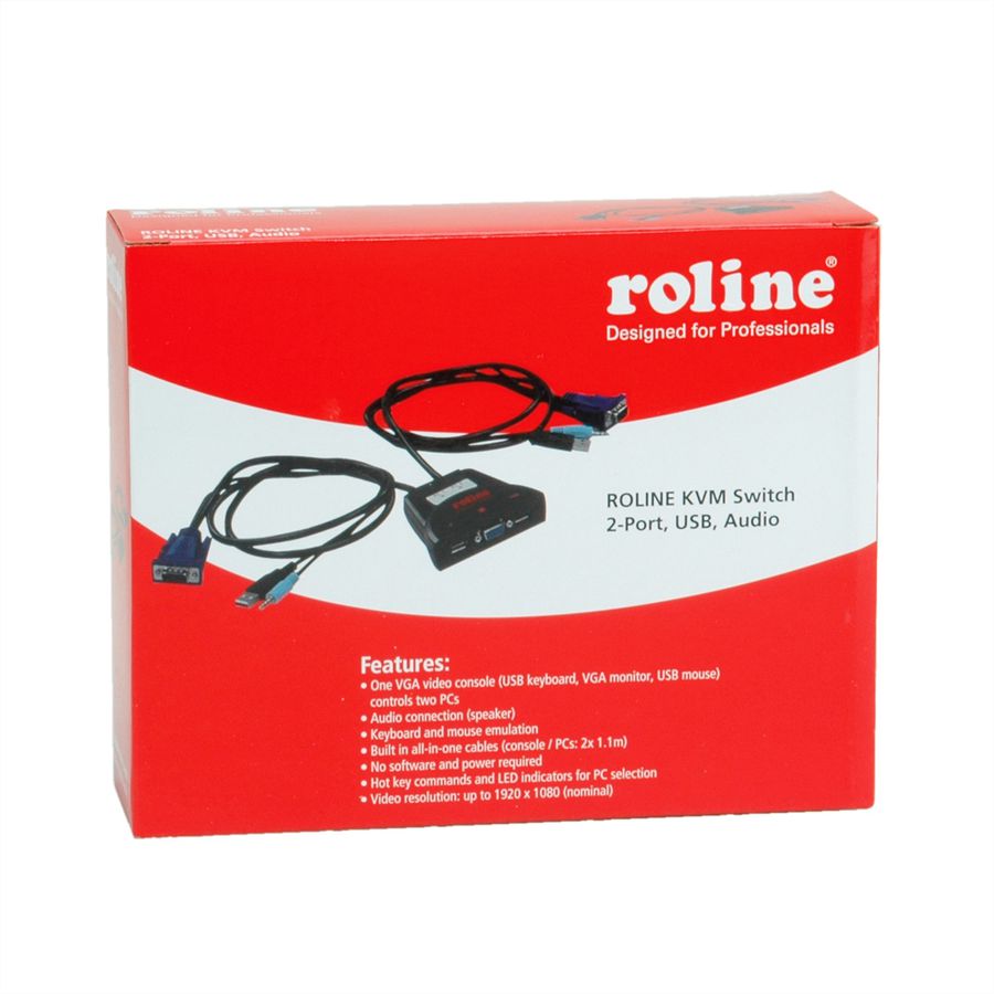 ROLINE KVM-Switch 'Star' 2 PCs, VGA, USB, Audio