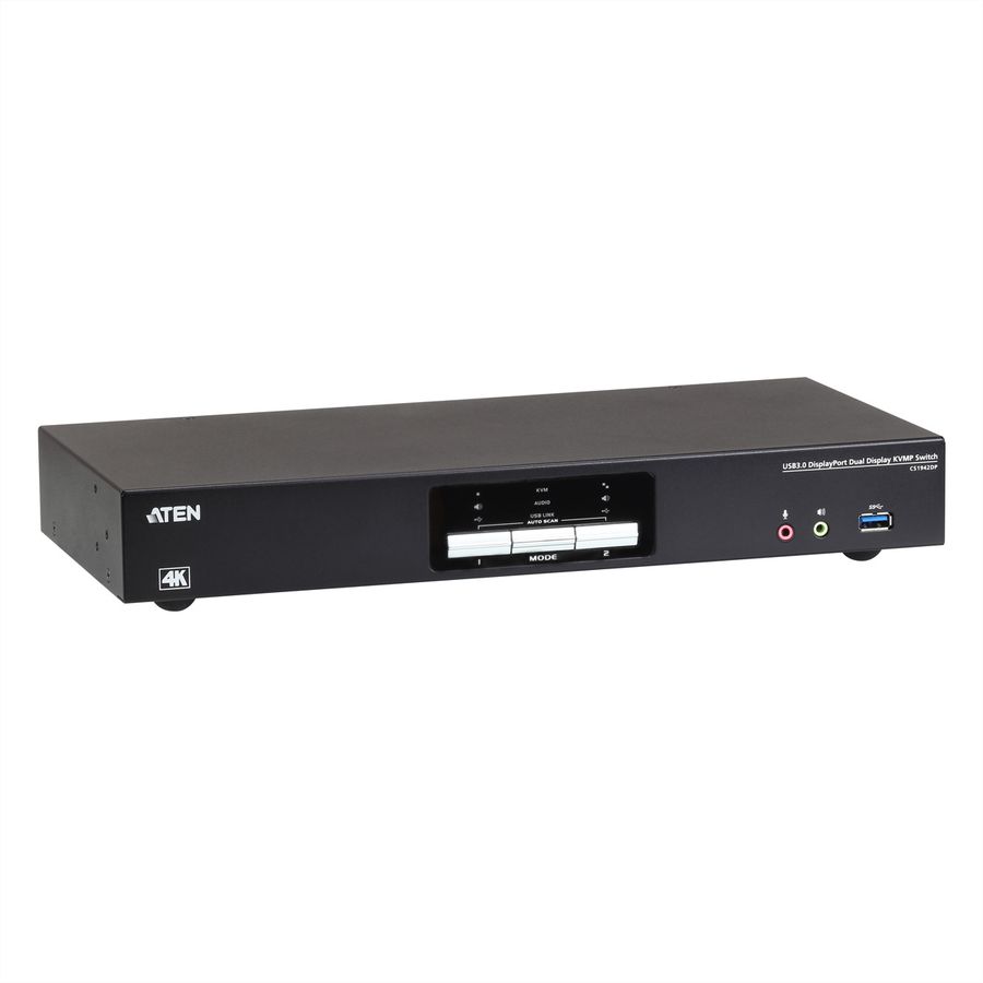 ATEN CS1942DP Commutateur KVMP à 2 affichages DP 4K, 2 ports USB 3.0