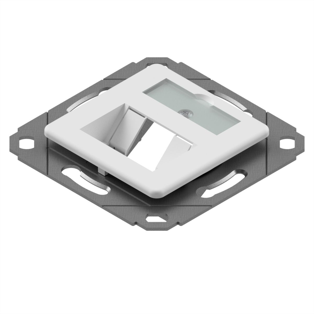 EasyLan preLink / fixLink Plastron pour module, 1 port, plaque centrale 9x31,8 mm RAL 9010
