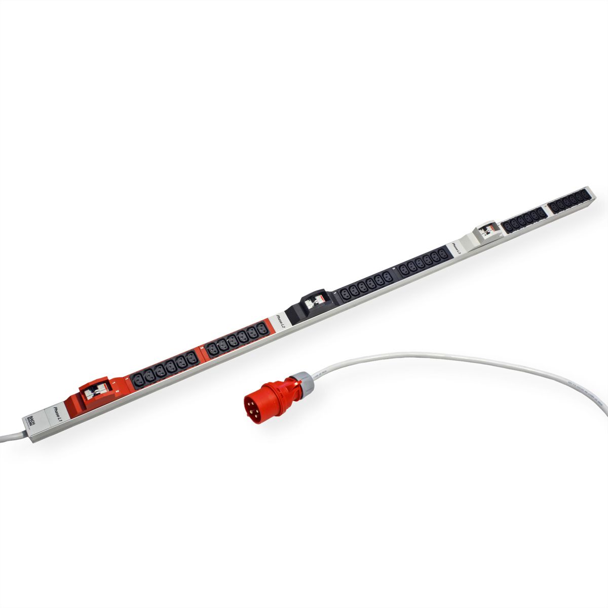 BACHMANN IT PDU ALU 1U 36x C13 6x disjoncteur CEE 3x32A rouge