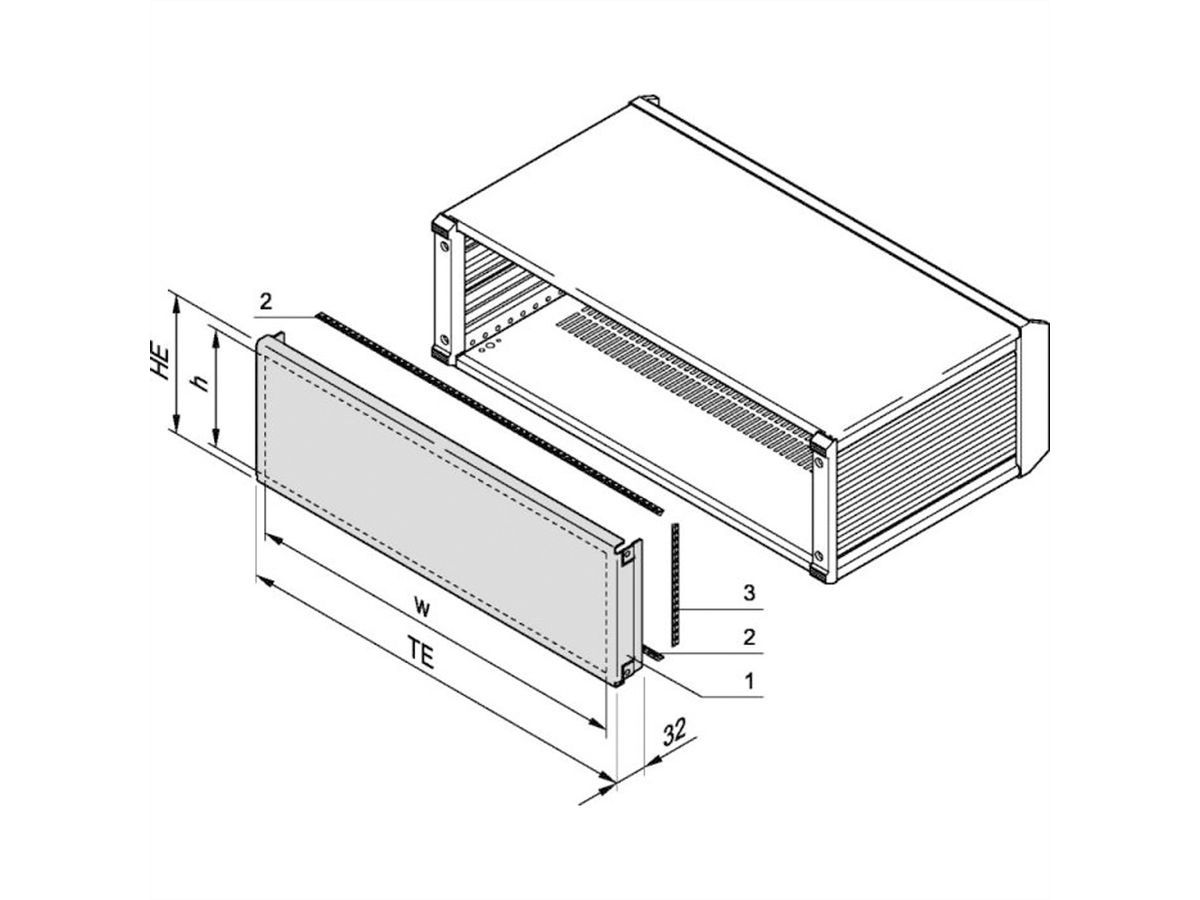 SCHROFF PropacPRO EMC Panneau arrière, pleine largeur, 4 U, 84 HP