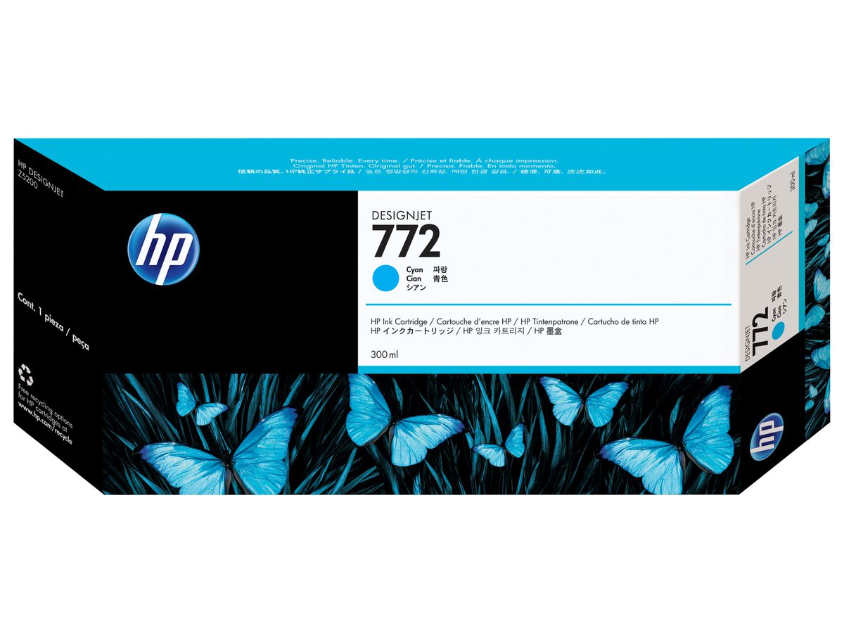 HP 772 Cyan DesignJet Druckerpatrone, 300 ml