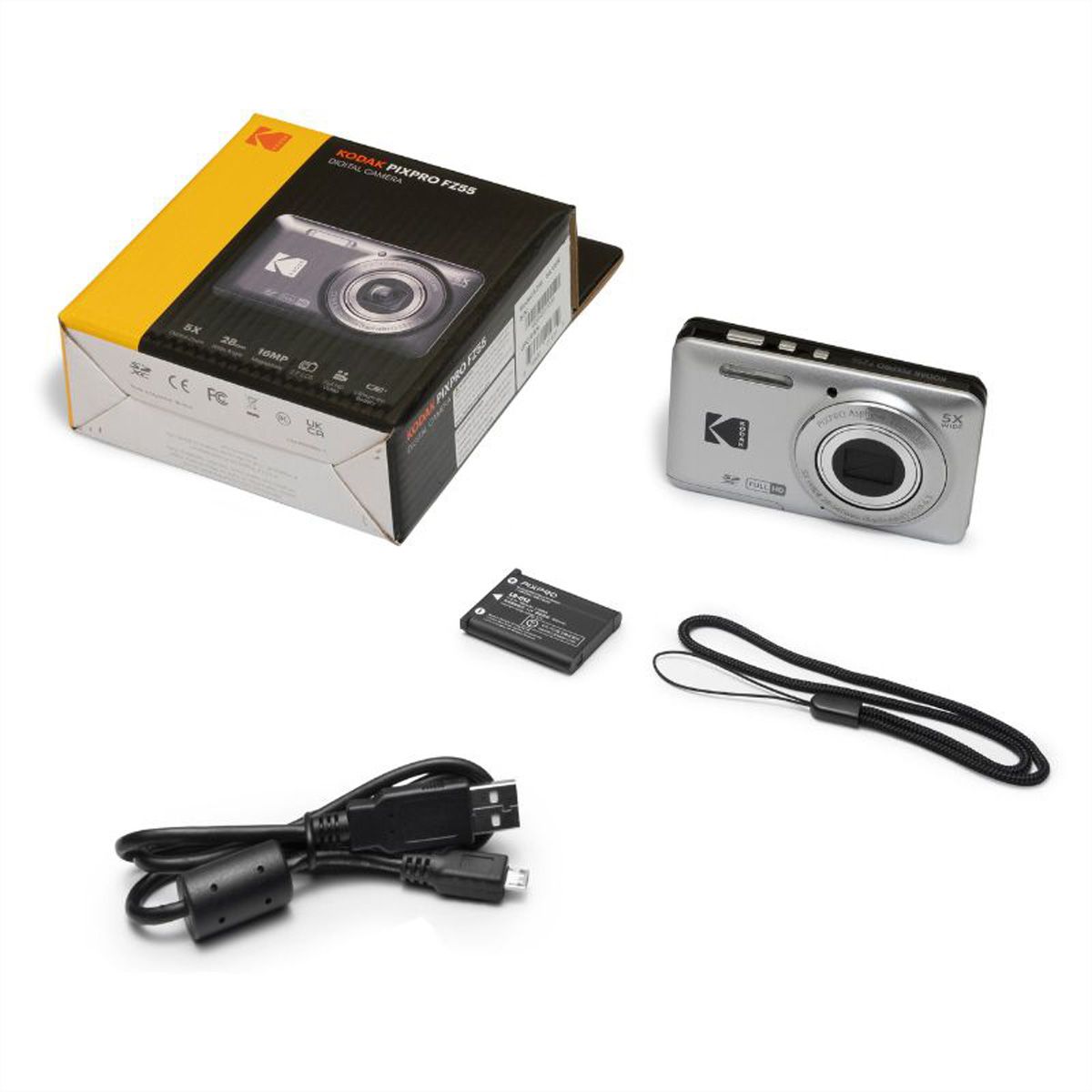 Appareil photo compact Kodak PixPro FZ55 argent, 16 MP, zoom 5x, Full HD