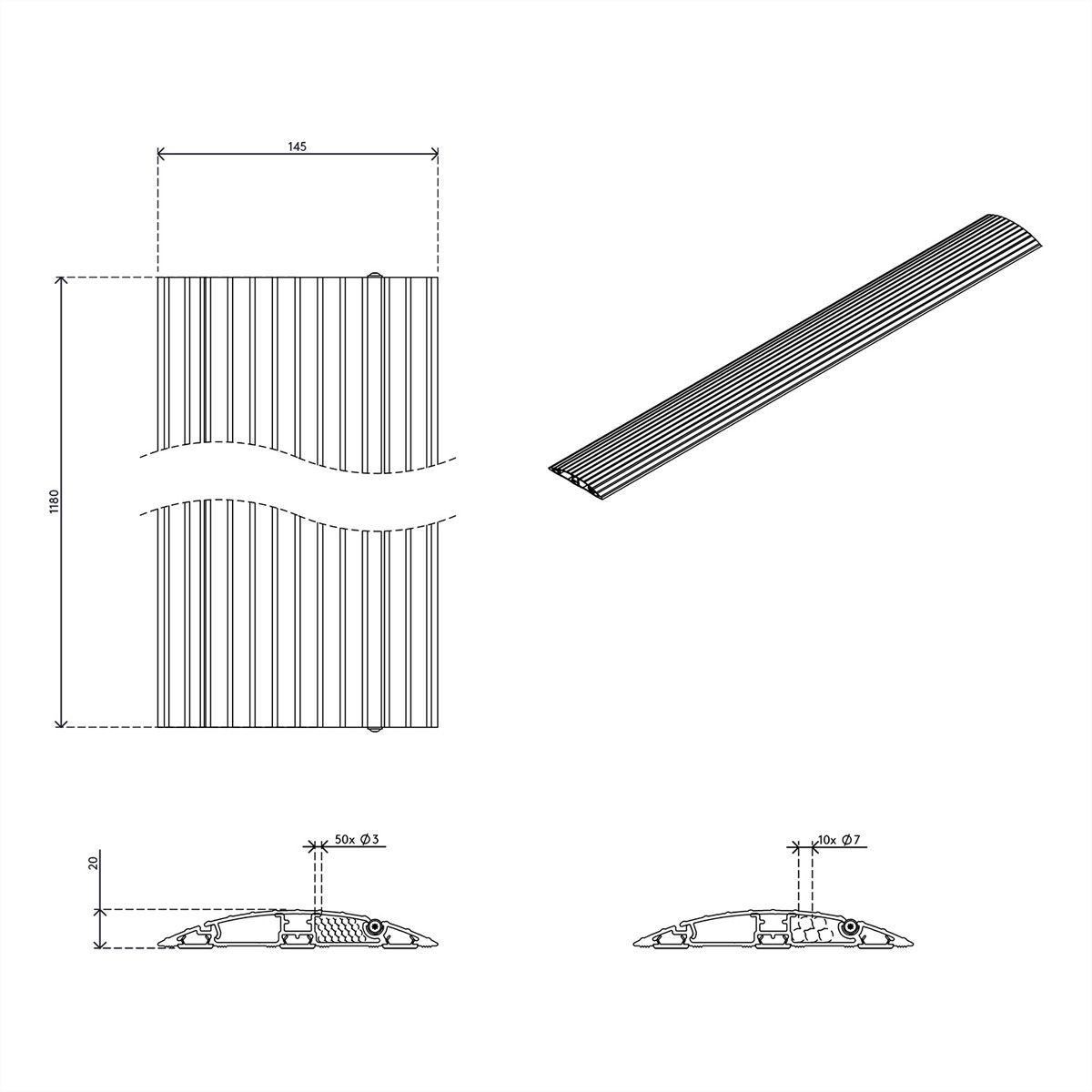 DATAFLEX Addit Kabelschutz, gerade 453, schwarz, 118 cm