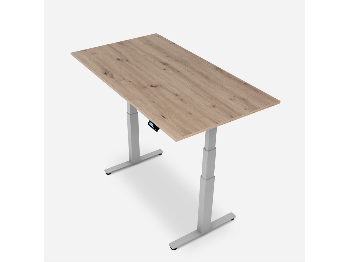 WRK21 Schreibtisch Work 120 x 80 cm, Höhenverstellbar, Kendal Eiche / Grau