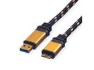 ROLINE GOLD Câble USB 3.2 Gen 1, type A-Micro B, M/M, Retail Blister, 0,8 m