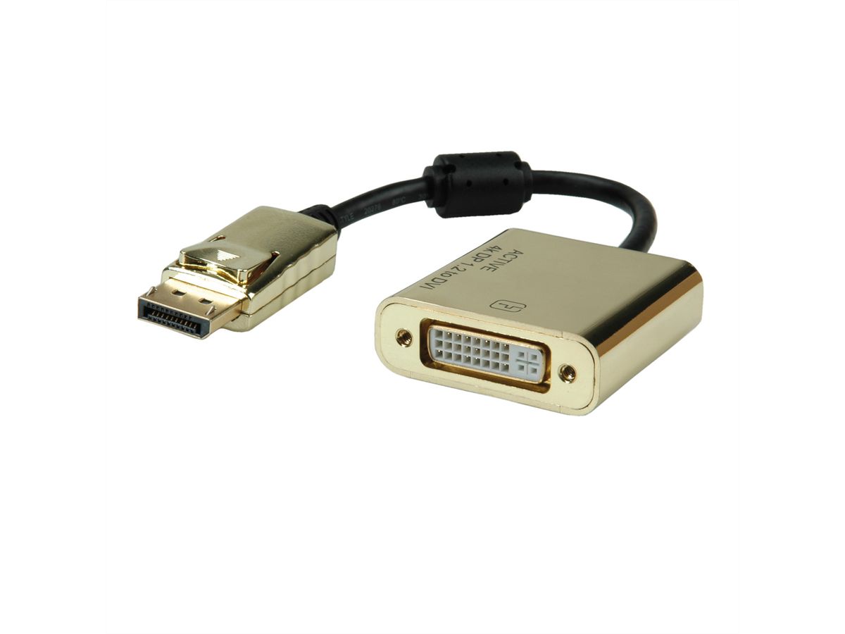 ROLINE GOLD 4K Adaptateur DisplayPort - DVI, DP M-DVI F, Retail Blister