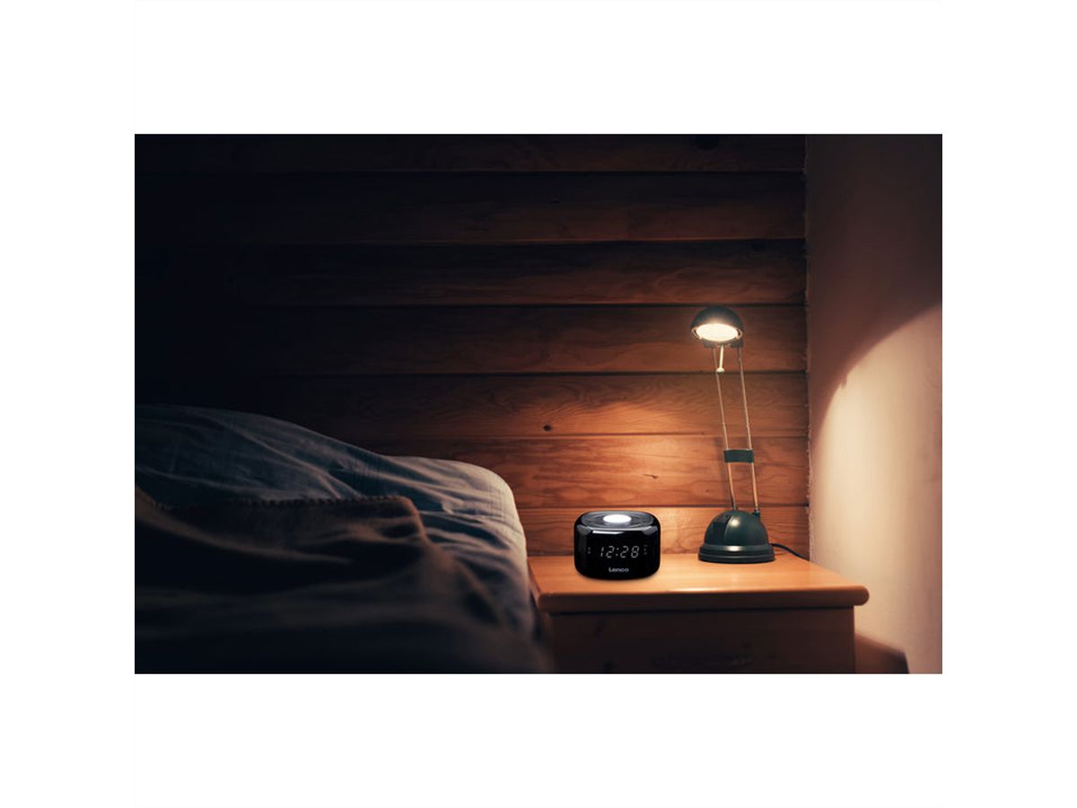 Lenco Radiowecker, CR-12BK, schwarz, FM Radio, mit Nachtlicht