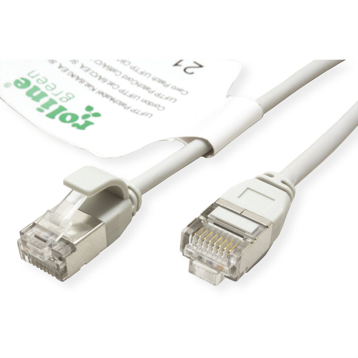 ROLINE GREEN Cordon DataCenter U/FTP Cat.6A (Classe EA), LSOH, slim, gris, 0,5 m